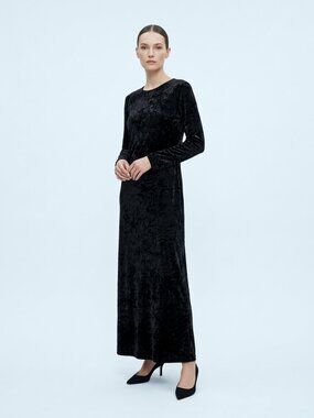 Vintage K.C. Spencer Dress Black Velour Maxi Goth Whimsigoth Evening 18W